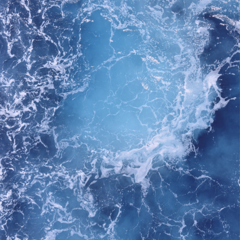 startup deep blue ocean with waves and sea foam